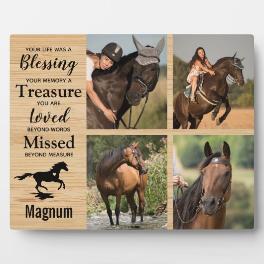 馬記念ペットロス写真木目記念 フォトプラーク (正面)