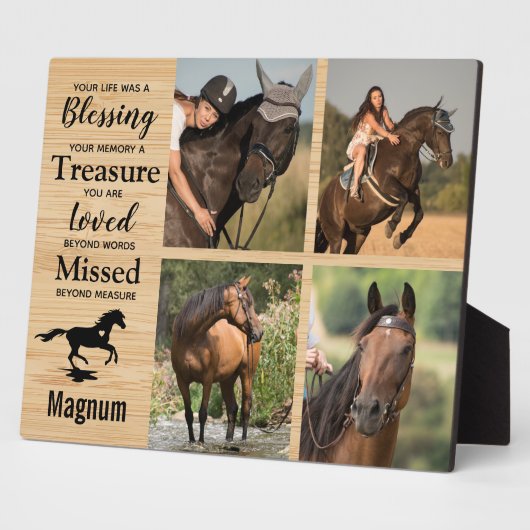 馬記念ペットロス写真木目記念 フォトプラーク (側面)