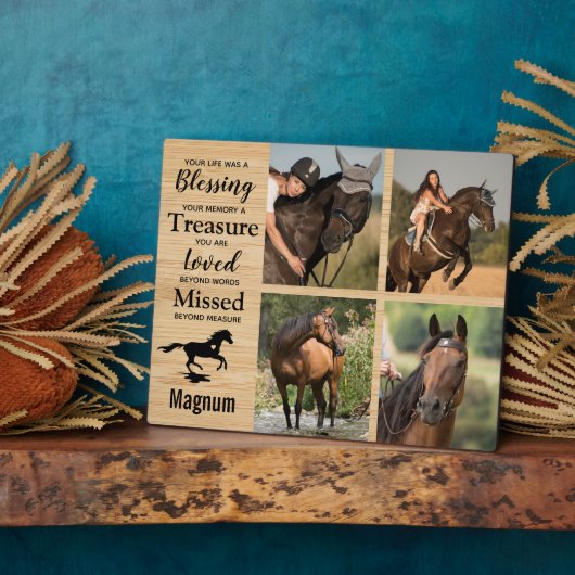 馬記念ペットロス写真木目記念 フォトプラーク (側面)