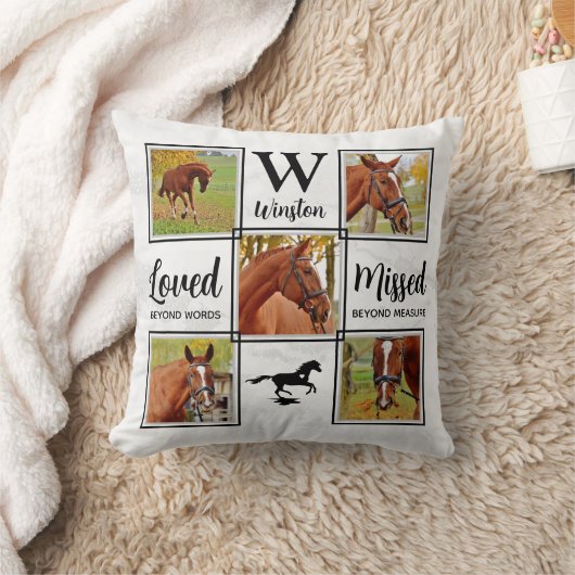 馬記念写真パーソナライズされたコラージュ クッション (ブランケット)