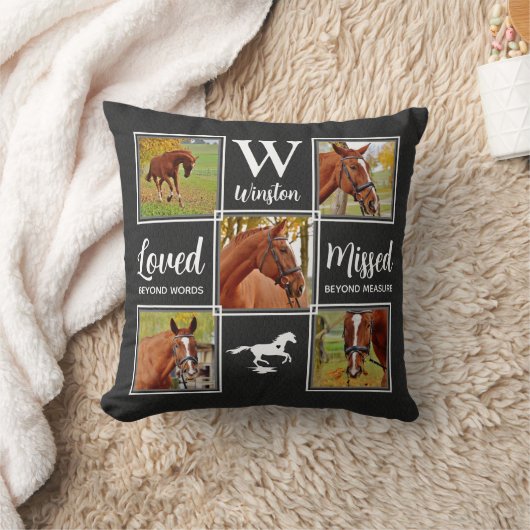 馬記念写真パーソナライズされたコラージュ クッション (ブランケット)