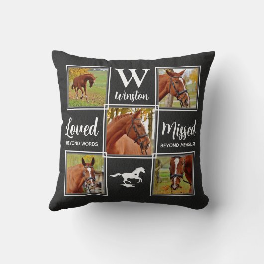 馬記念写真パーソナライズされたコラージュ クッション (裏面)