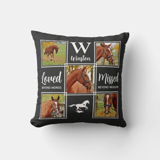 馬記念写真パーソナライズされたコラージュ クッション (正面)