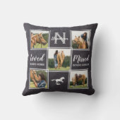 馬記念写真ユニークコラージュ クッション (裏面)