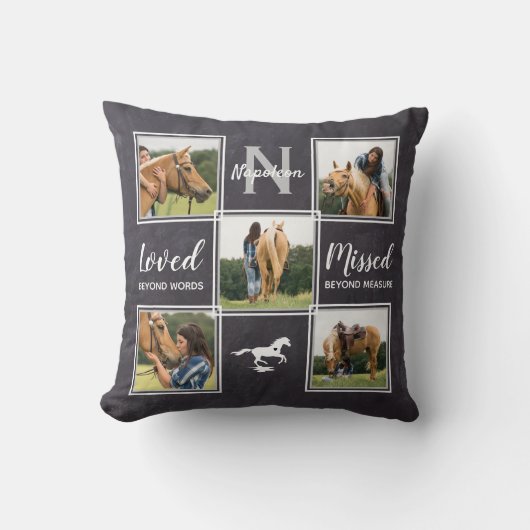 馬記念写真ユニークコラージュ クッション (正面)