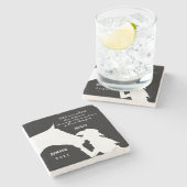 馬記念引用文ブラックフープリント ストーンコースター (横)