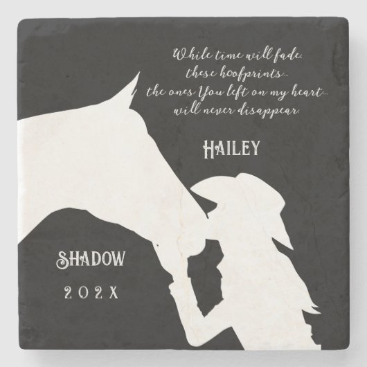 馬記念引用文ブラックフープリント ストーンコースター (正面)