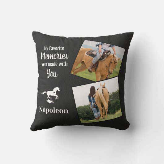 馬記念碑パーソナライズされた2フォトペットロス クッション (裏面)