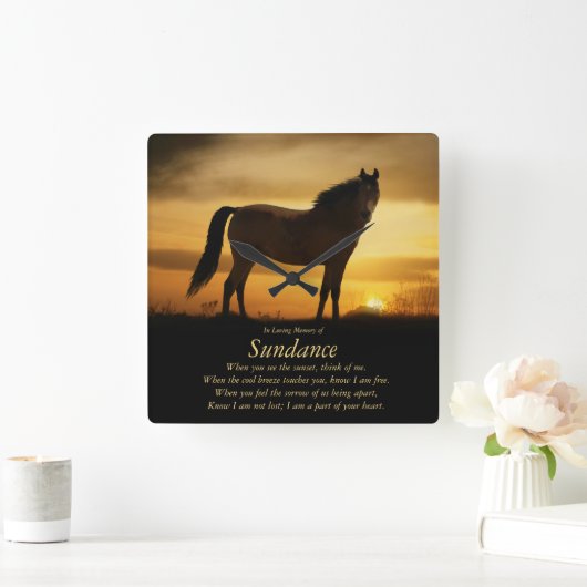 馬記念馬の名前スクエアウォールクロック スクエア壁時計 (ホーム)