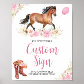 馬誕生日パーティーテーブルの看板 ポスター (正面)