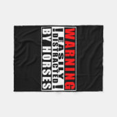 馬警告の引用文に気を取られおもしろいる フリースブランケット (正面(横))