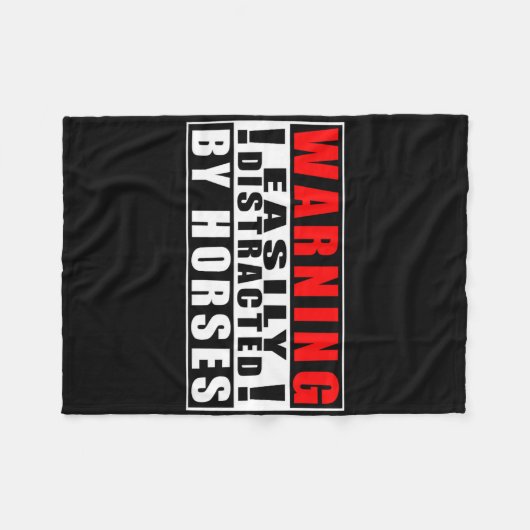 馬警告の引用文に気を取られおもしろいる フリースブランケット (正面(横))