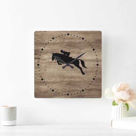 馬跳びシルエットウォールクロック スクエア壁時計 (ホーム)