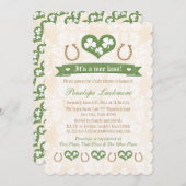 馬蹄とクローバー 赤ちゃん歓迎会 招待状 (正面/裏面)