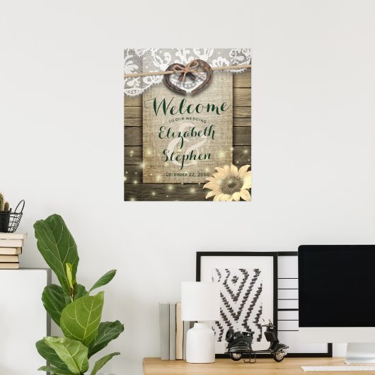 馬蹄のひまわりが迎えるカントリー風のウェディング ポスター (ホームオフィス)