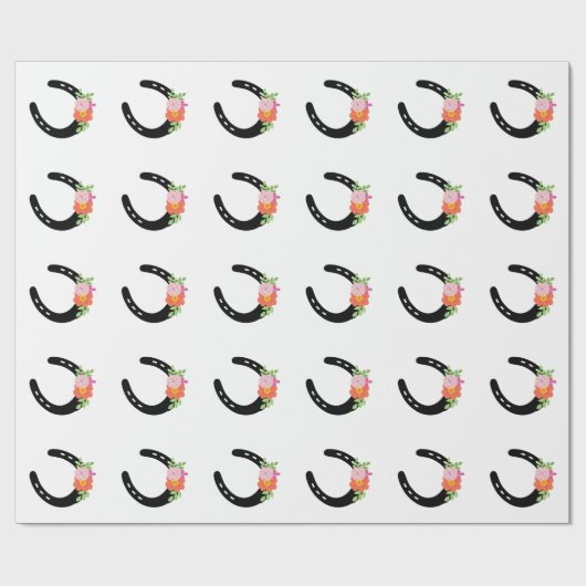 馬蹄のシルエット フラワー 馬 記念 甘い ラッピングペーパー (フラット)