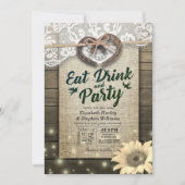 馬蹄の太陽のひまわり ウッド EAT ドリンク＆パーティー ウェディング 招待状 (正面)