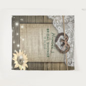 馬蹄の太陽の花の木のウェディングシャワーの写真ブース タペストリー (正面(横))