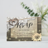 馬蹄の太陽の花の木の結婚式の返信カード どうぞお返事を 出欠カード (スタンド正面)