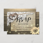 馬蹄の太陽の花の木の結婚式の返信カード どうぞお返事を 出欠カード (正面/裏面)