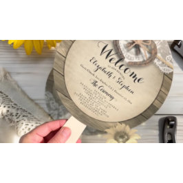 馬蹄ヒマワリ木結婚式 プログラム手扇 ハンドファン