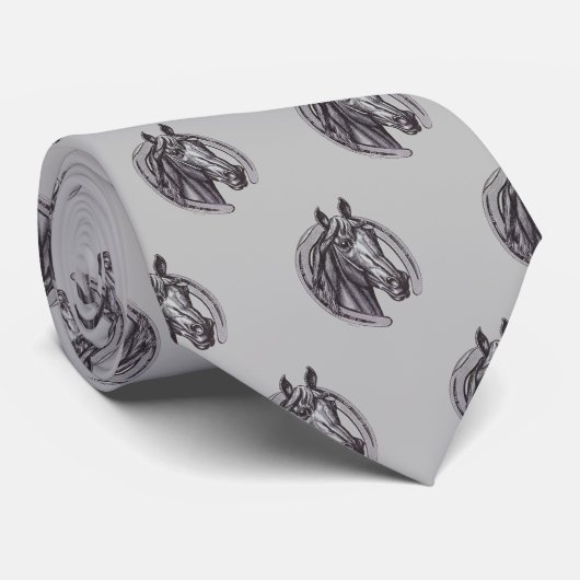 馬蹄付き馬スケッチヴィンテージスケッチ動物 ネクタイ (ロール)