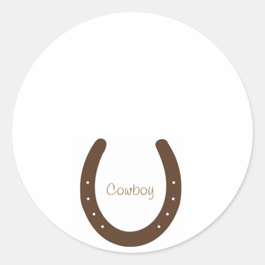 馬蹄付き「カウボーイ」のネームバッジ ラウンドシール (正面)