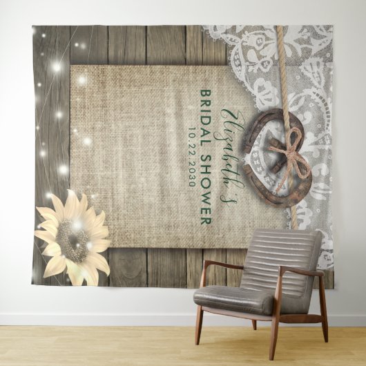 馬蹄型ひまわり木ブライダルシャワーフォトブース タペストリー (インサイチュ(横))