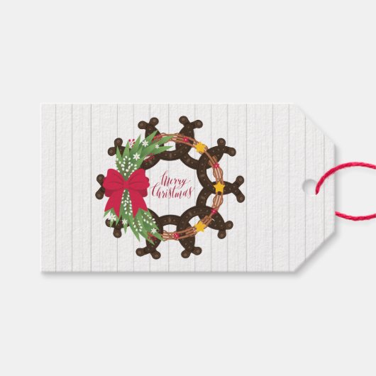馬蹄型クリスマスリース ギフトタグ (正面(横))