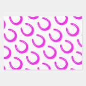 馬蹄型パターンブルーオレンジピンクホースバーンおもしろい ラッピングペーパーシート (正面3)