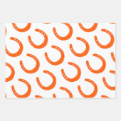 馬蹄型パターンブルーオレンジピンクホースバーンおもしろい ラッピングペーパーシート (正面2)