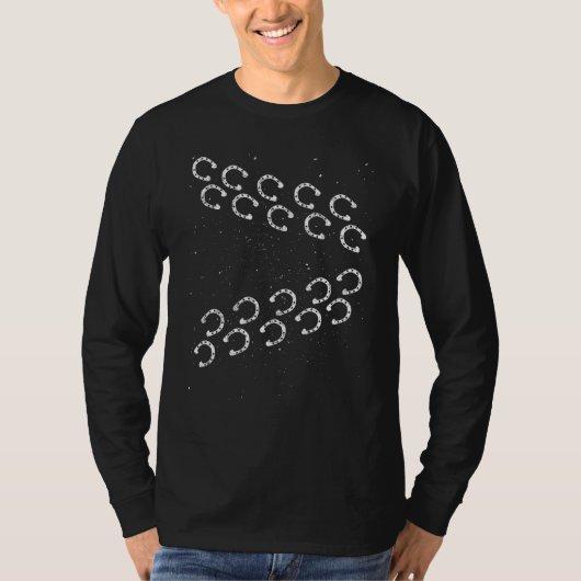 馬蹄型フットプリント乗馬の動物の馬乗り Tシャツ (正面)