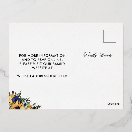 馬蹄型モノグラムヒマワリアズウッドファミリー懇親会 箔招待状ポストカード (裏面)