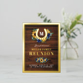 馬蹄型モノグラムヒマワリアズウッドファミリー懇親会 箔招待状ポストカード (立ち正面)