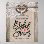 馬蹄型素朴バーラップレースブライダルシャワーへようこそ ポスター (正面)