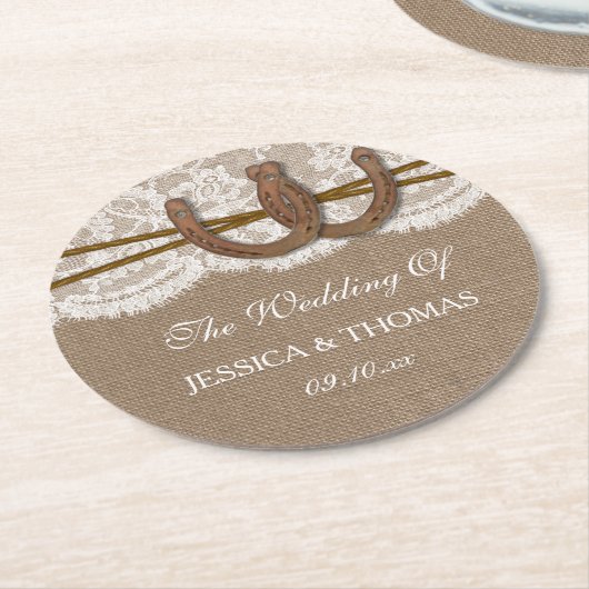 馬蹄山素朴のコレク結婚ション ラウンドペーパーコースター (アングル)