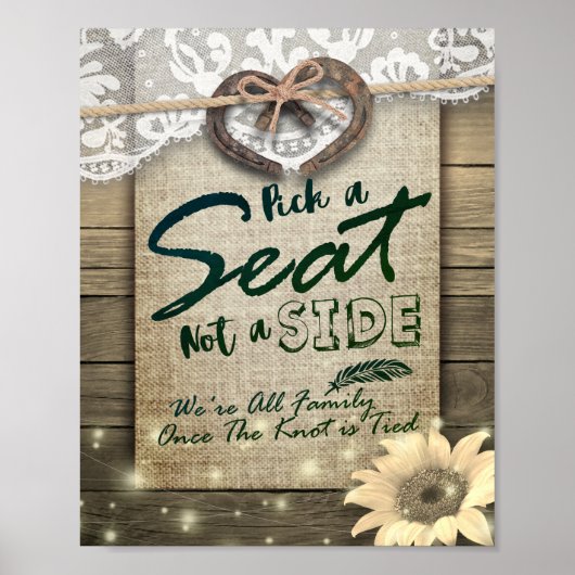 馬蹄形のひまわり　席を選ぶのではなく、味方を選ぼう　結婚式 ポスター (正面)