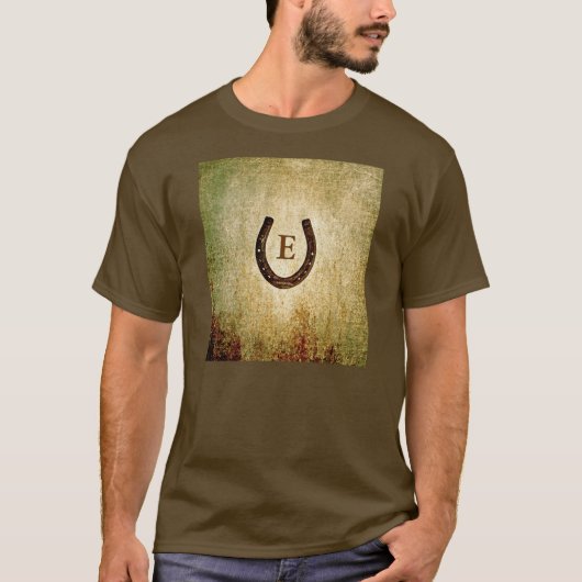 馬蹄形のイニシャル入りオリジナルギフト Tシャツ (正面)