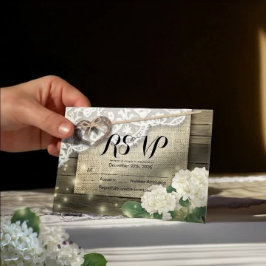 馬蹄形のハイドレンジアの木製結婚式の返信カード どうぞお返事ください 出欠カード