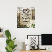 馬蹄形のハイドレンチア カントリー風の素朴な結婚式のウェルカムサイン ポスター (ホームオフィス)