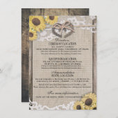 馬蹄形の麻のレースのひまわりウェディングの詳細 招待状 (正面/裏面)