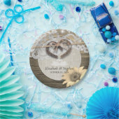 馬蹄形の麻ひもレースひまわりウェディングシャワー ペーパープレート (パーティー)