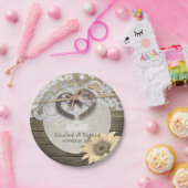 馬蹄形の麻ひもレースひまわりウェディングシャワー ペーパープレート (パーティー)