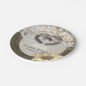 馬蹄形の麻ひもレースひまわりウェディングシャワー ペーパープレート (アングル)