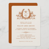 馬蹄形サボテン ウエスタン ボヘミア ブライダル シャワー 招待状 (正面/裏面)