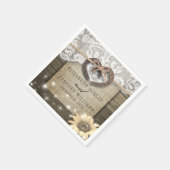 馬蹄形ハートレースひまわりウッドウェディングシャワー スタンダードカクテルナプキン (角)