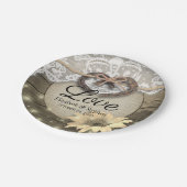 馬蹄形ハートレースひまわりウッドウェディングシャワー ペーパープレート (アングル)