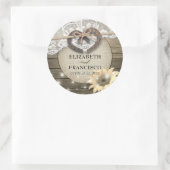 馬蹄形ハートレースひまわりウッドウェディングシャワー ラウンドシール (バッグ)