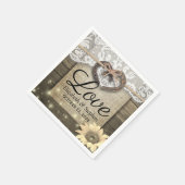 馬蹄形ハートレースひまわり木材ウェディングシャワー スタンダードカクテルナプキン (角)