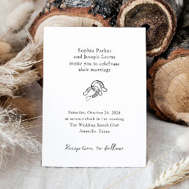 馬蹄形ミニマル |素朴白黒結婚の 招待状